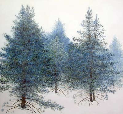 Gary Milek painting Winter Pines